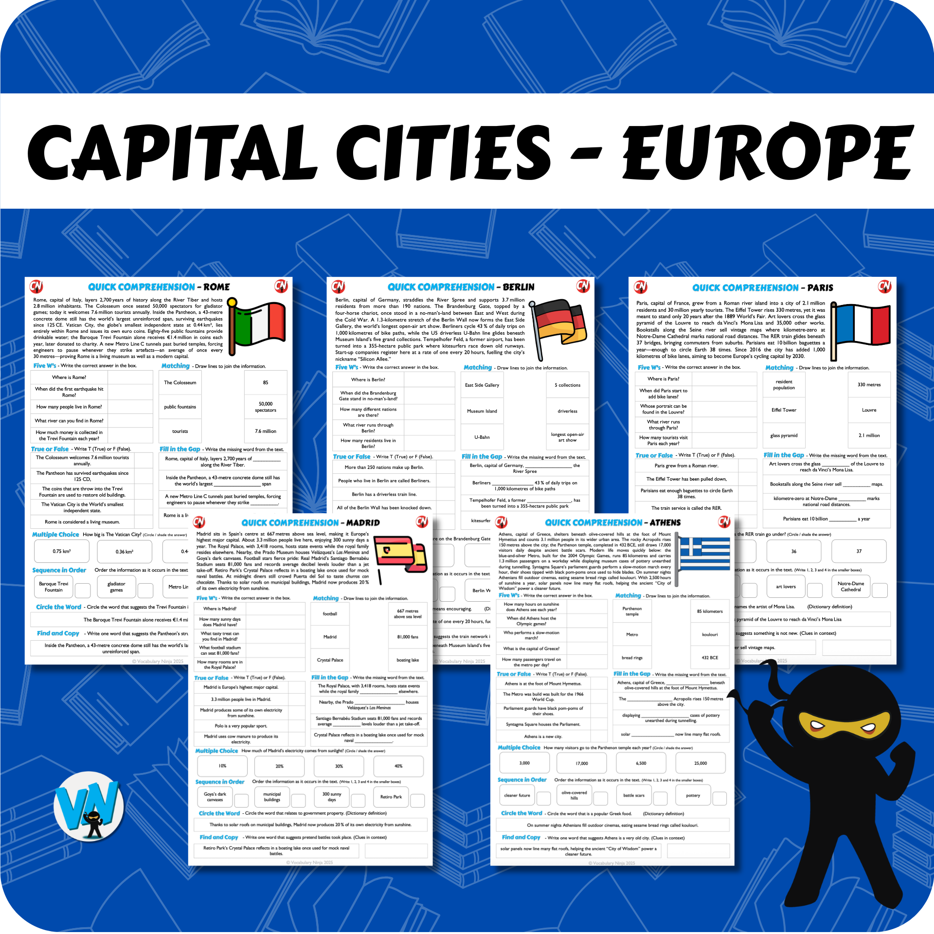 Quick Comprehension Topic Bundle - Y5 Capital Cities of Europe