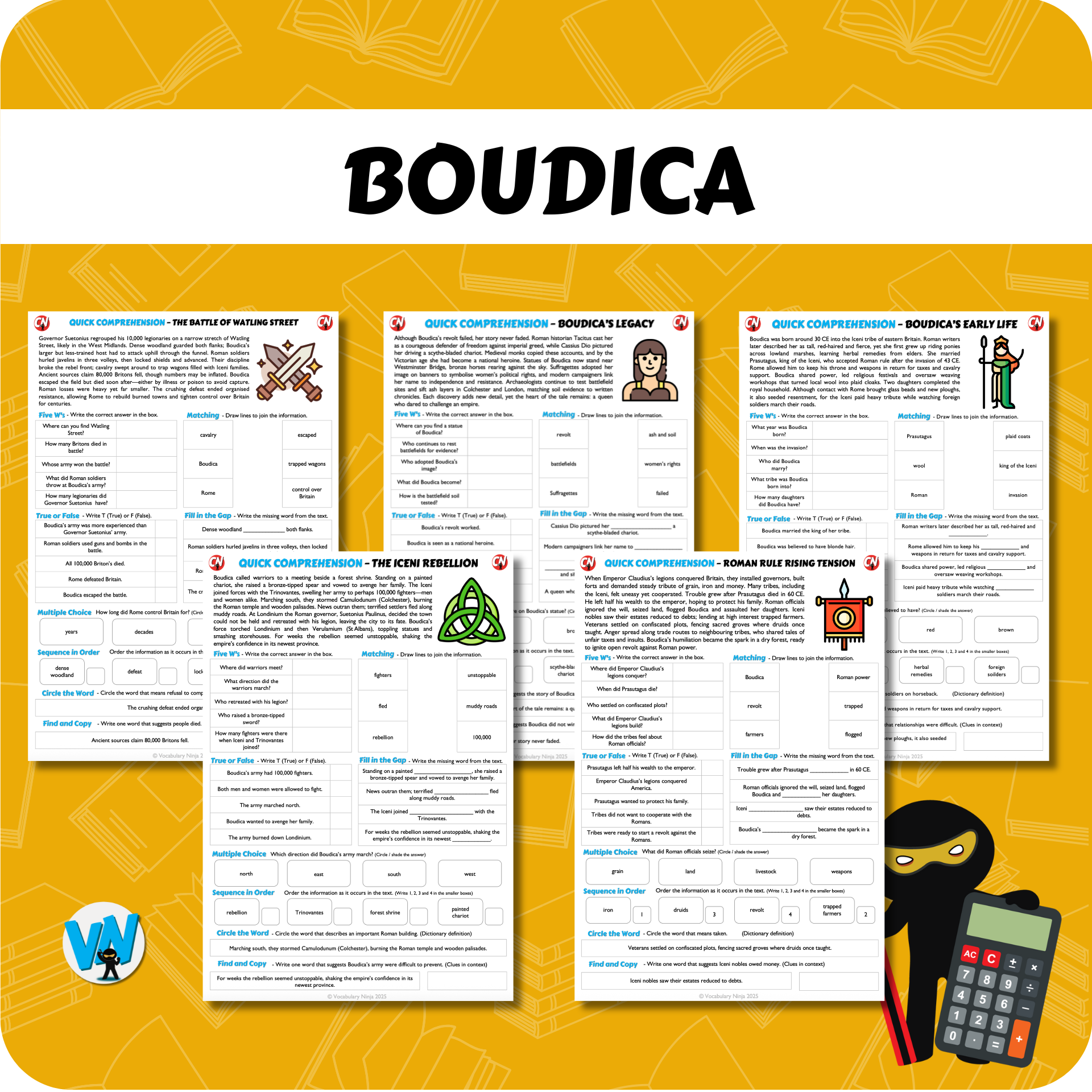 Quick Comprehension Topic Bundle - Y5 Boudica