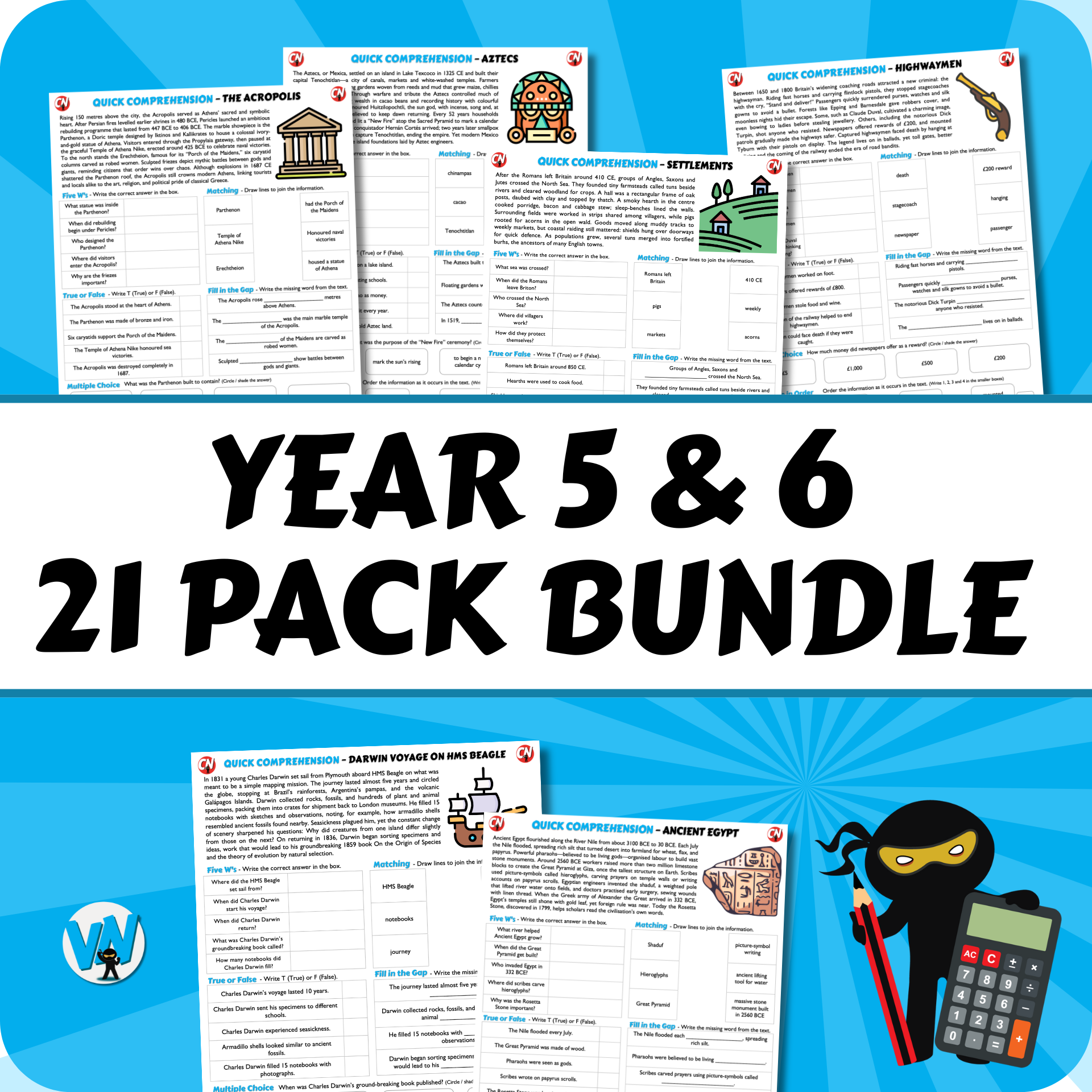 Quick Comprehension Topic Bundle - Y5 & 6 Bundle (21 packs)