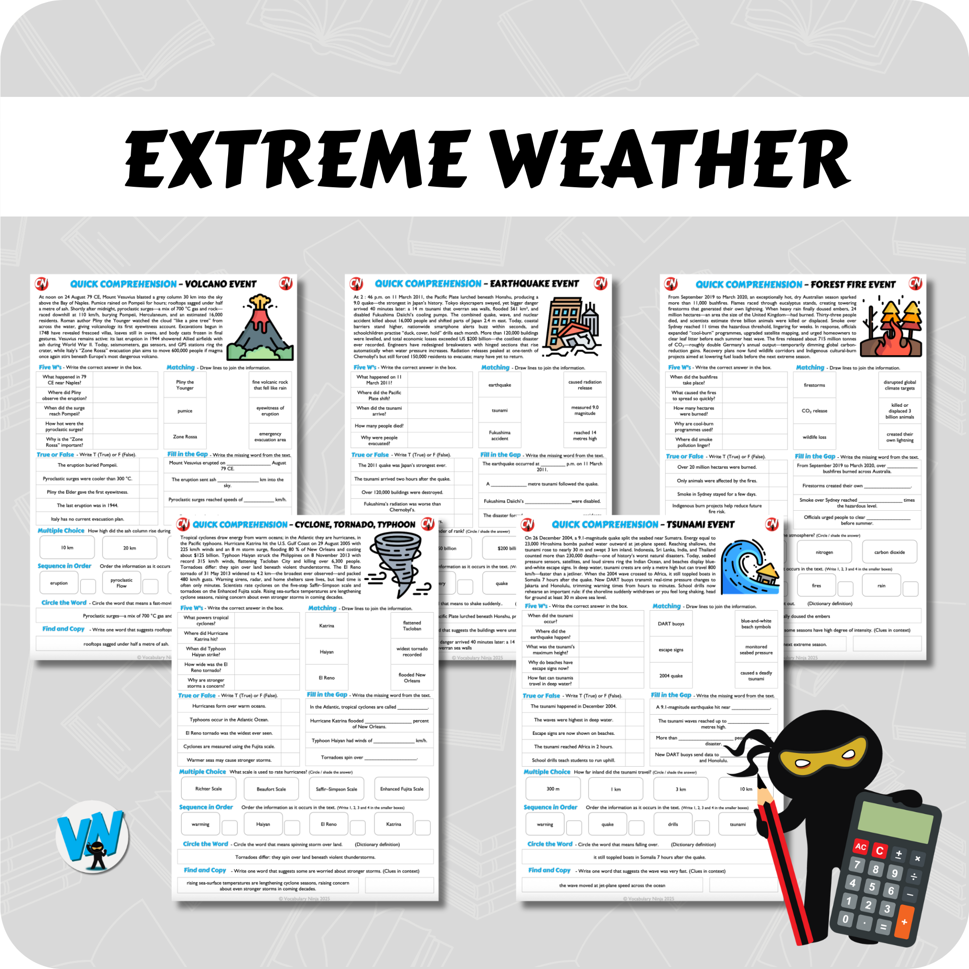 Quick Comprehension Topic Bundle - Y6 Extreme Weather Events