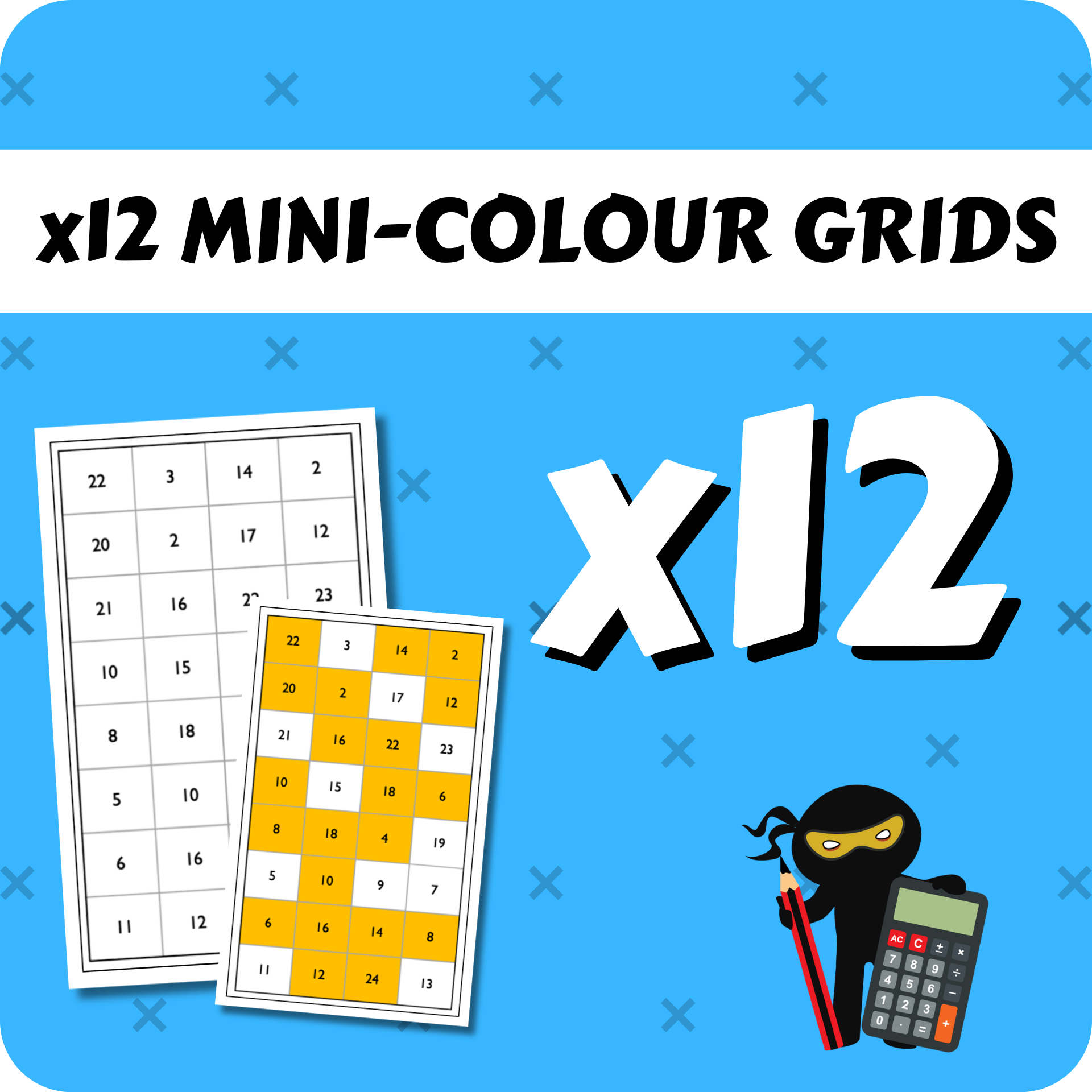 Times Table Mini-Colour Grids x12