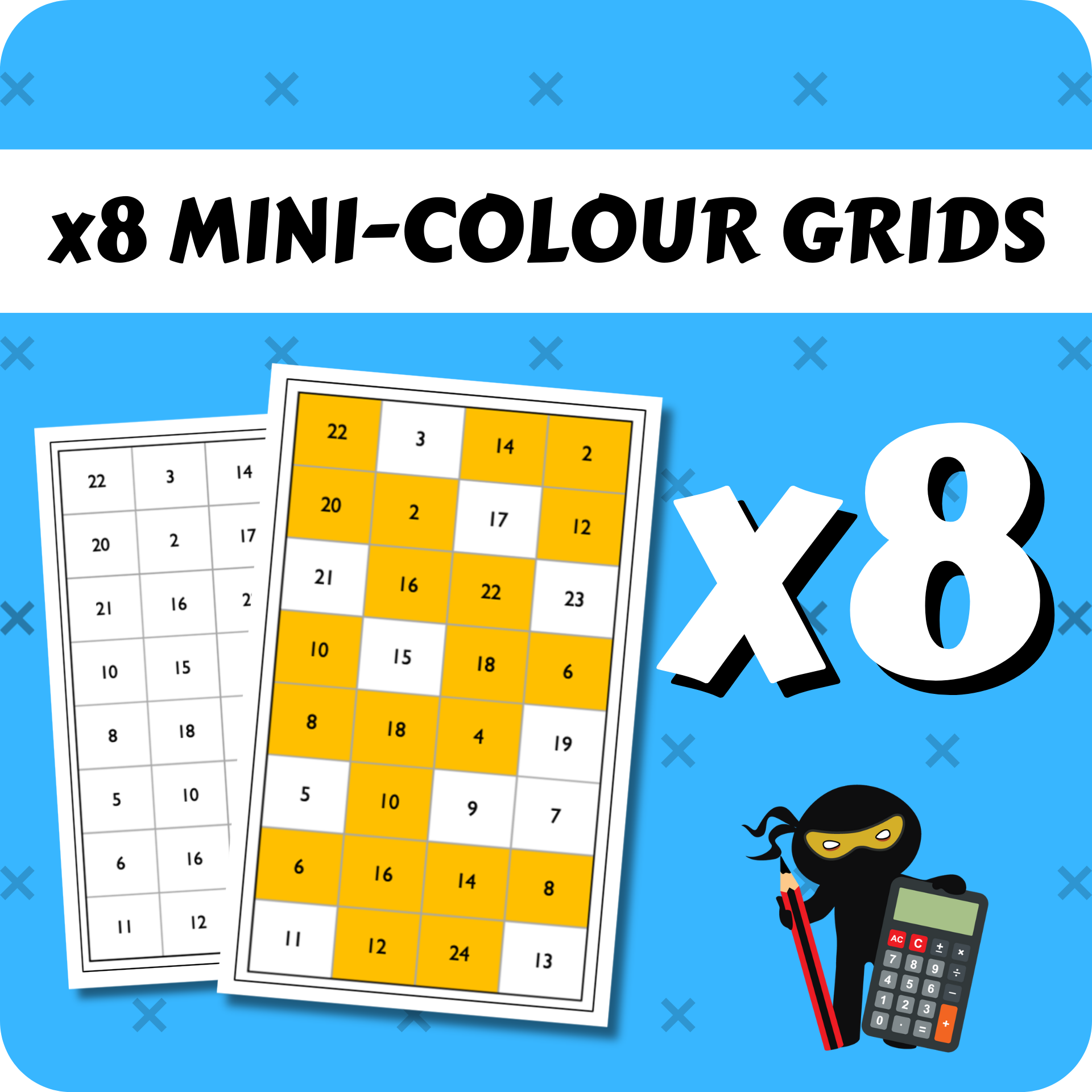 Times Table Mini-Colour Grids x8