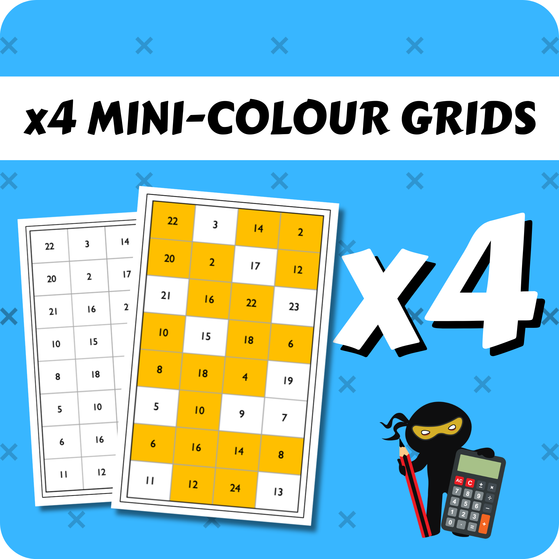 Times Table Mini-Colour Grids x4