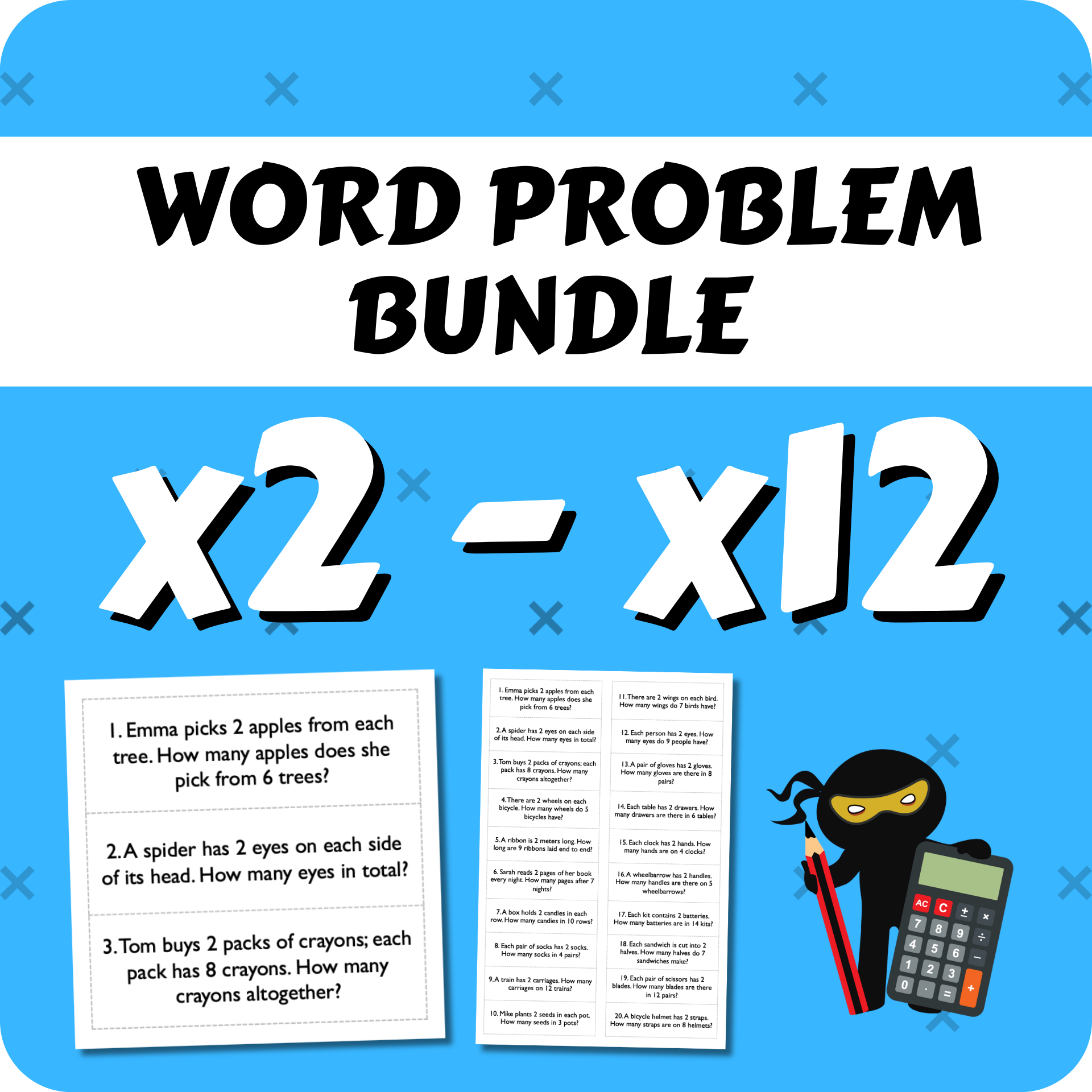 Times Table Word Problem Bundle x2 to x12