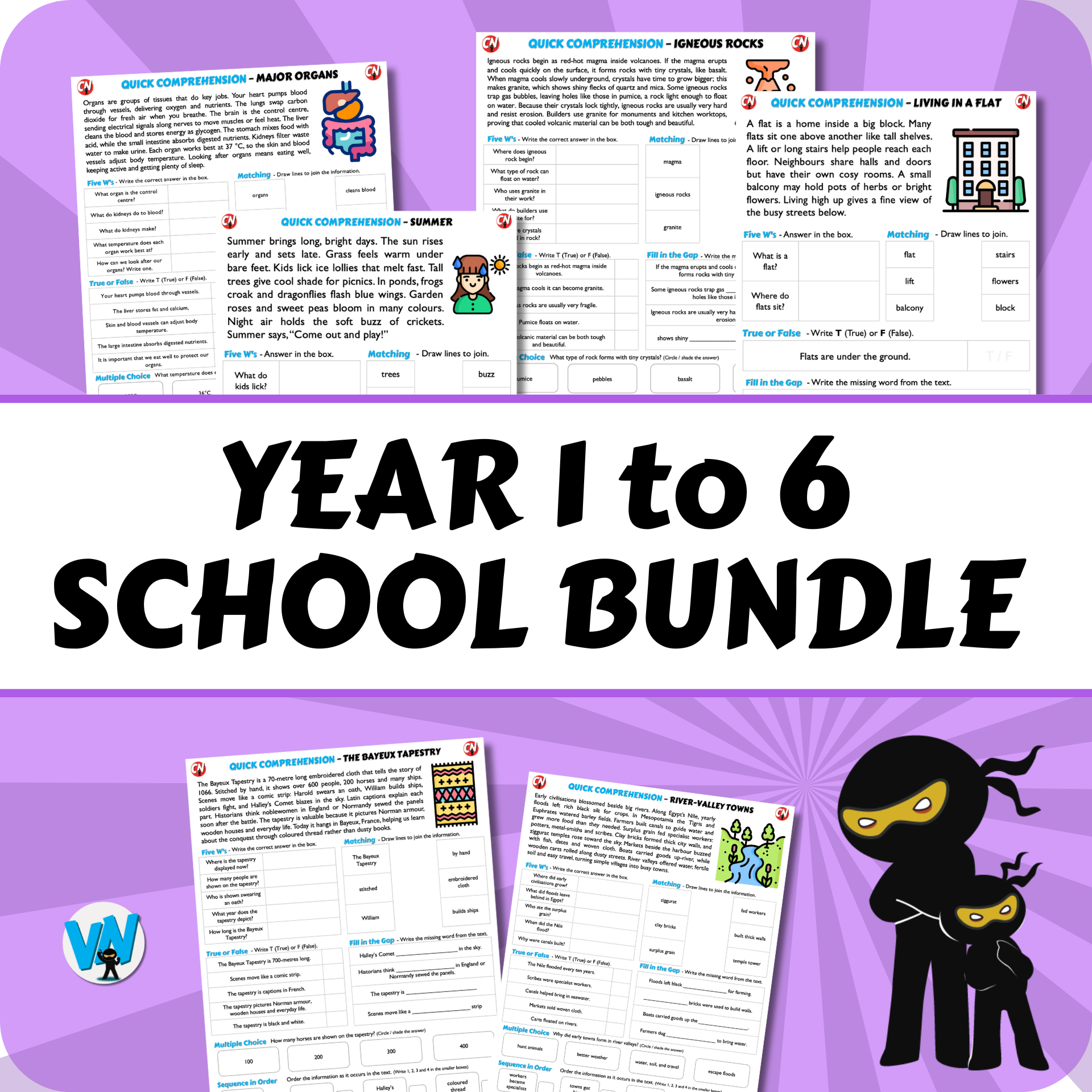 Quick Comprehension Topic Bundle - Y1 to Y6 Bundle (61 Topics)
