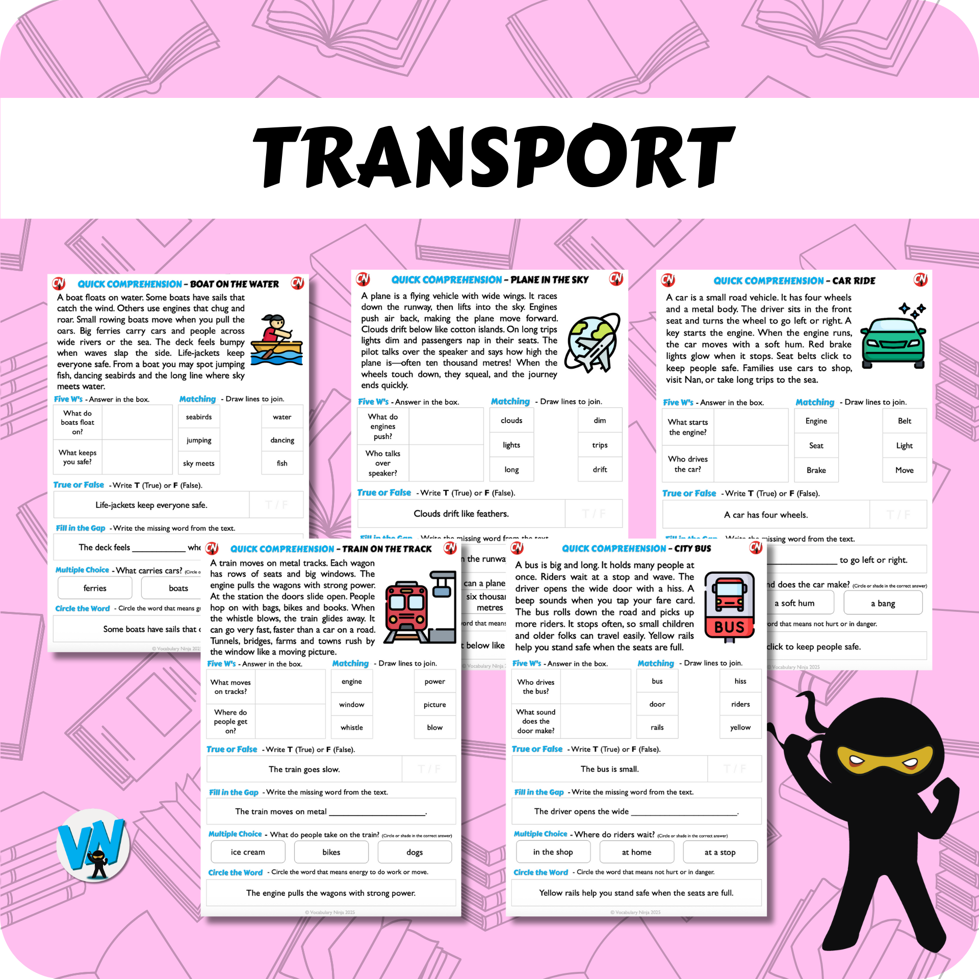 Quick Comprehension Topic Bundle - Y1 - Transport
