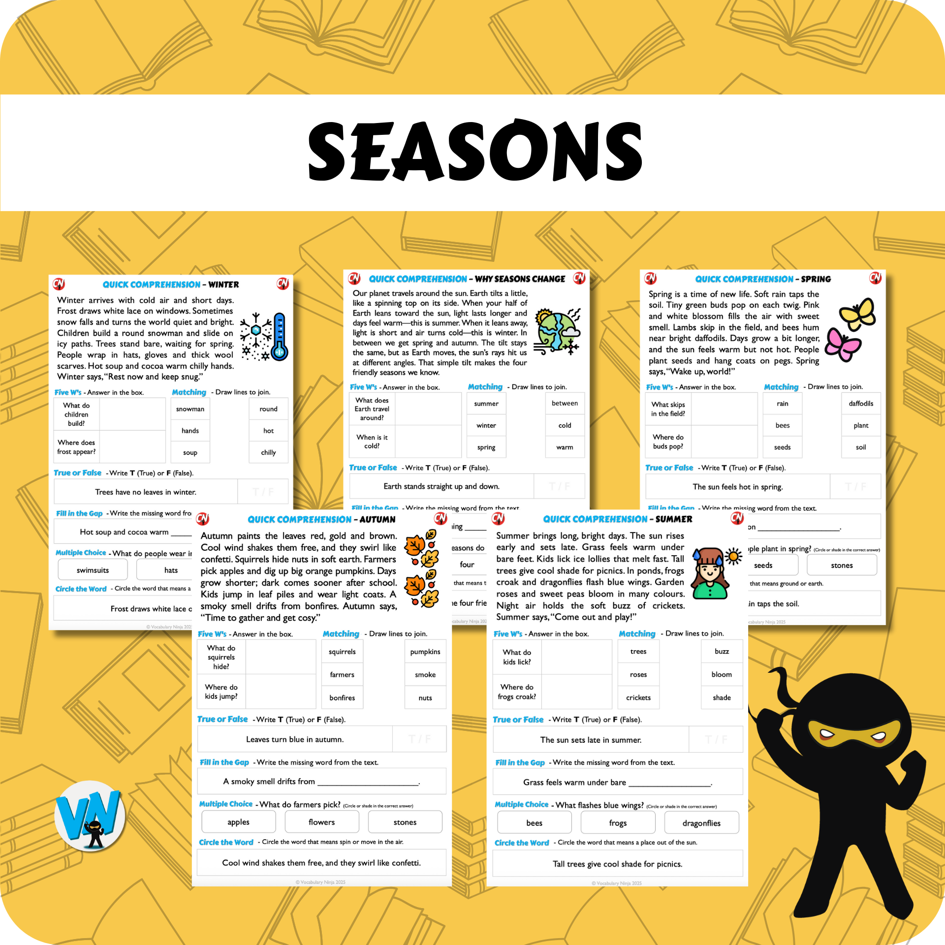 Quick Comprehension Topic Bundle - Y1 - Seasons