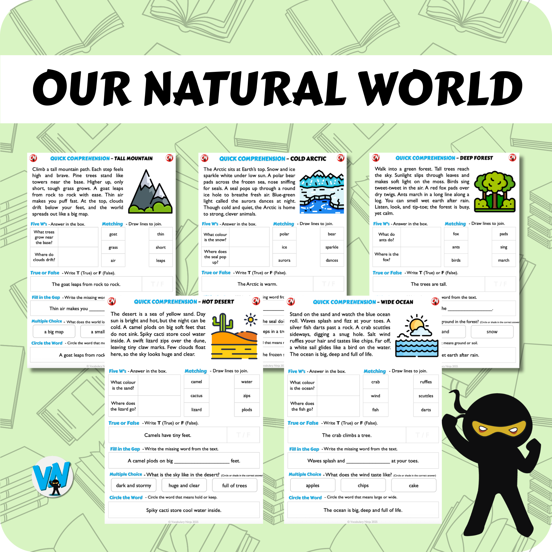 Quick Comprehension Topic Bundle - Y1 - Our Natural World