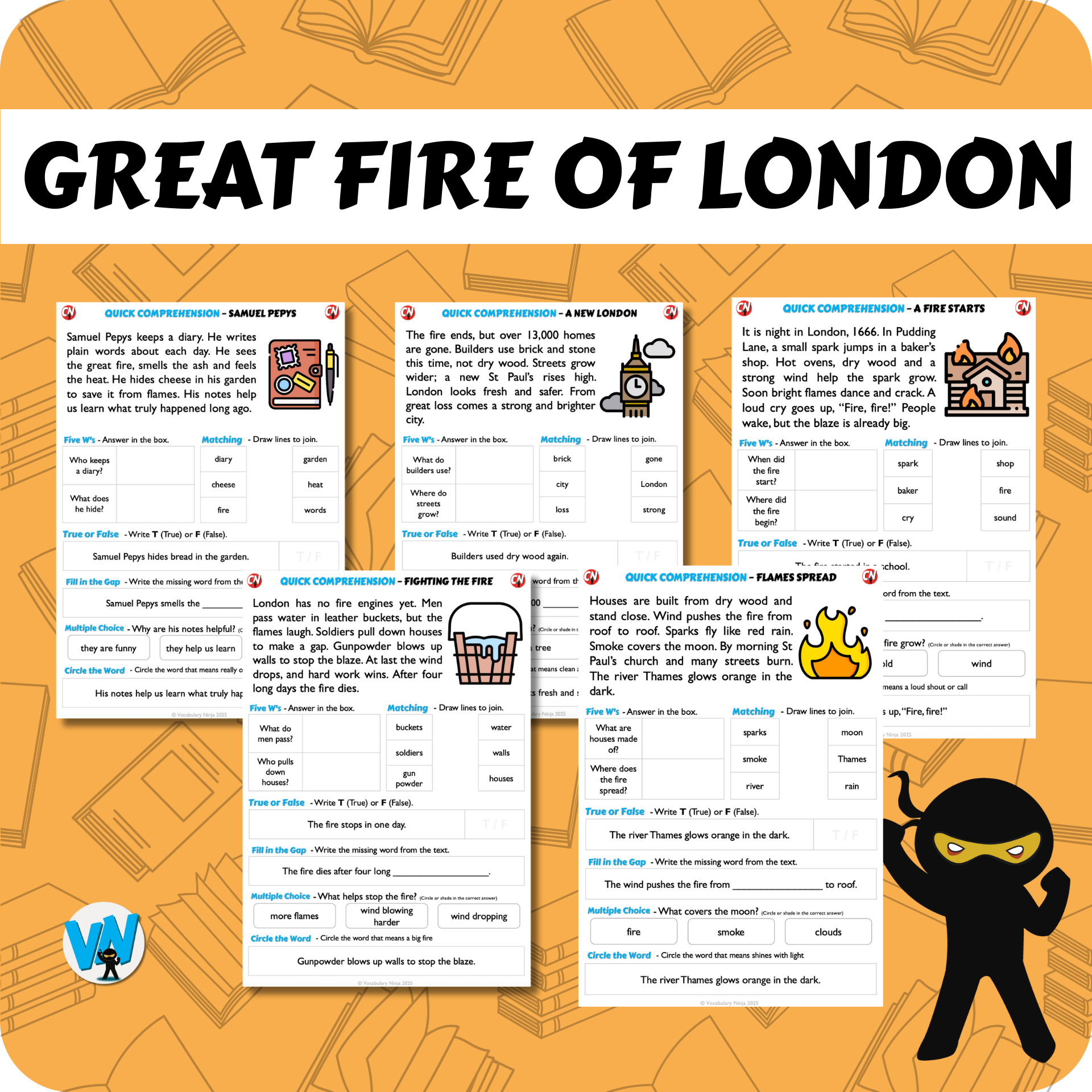 Quick Comprehension Topic Bundle - Y1 - Great Fire of London