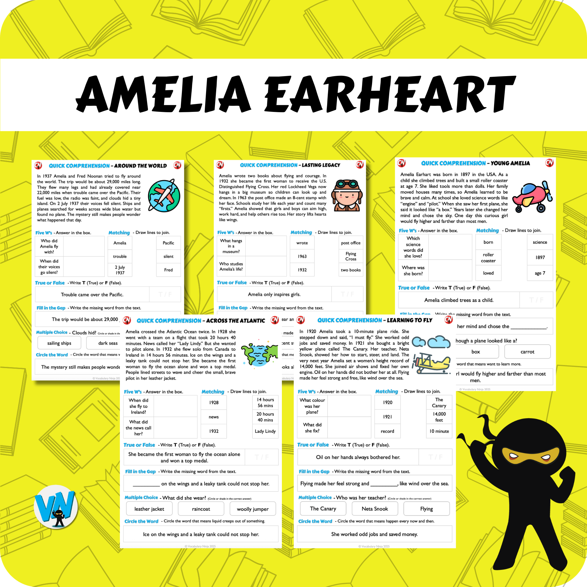 Quick Comprehension Topic Bundle - Y2 Amelia Earheart