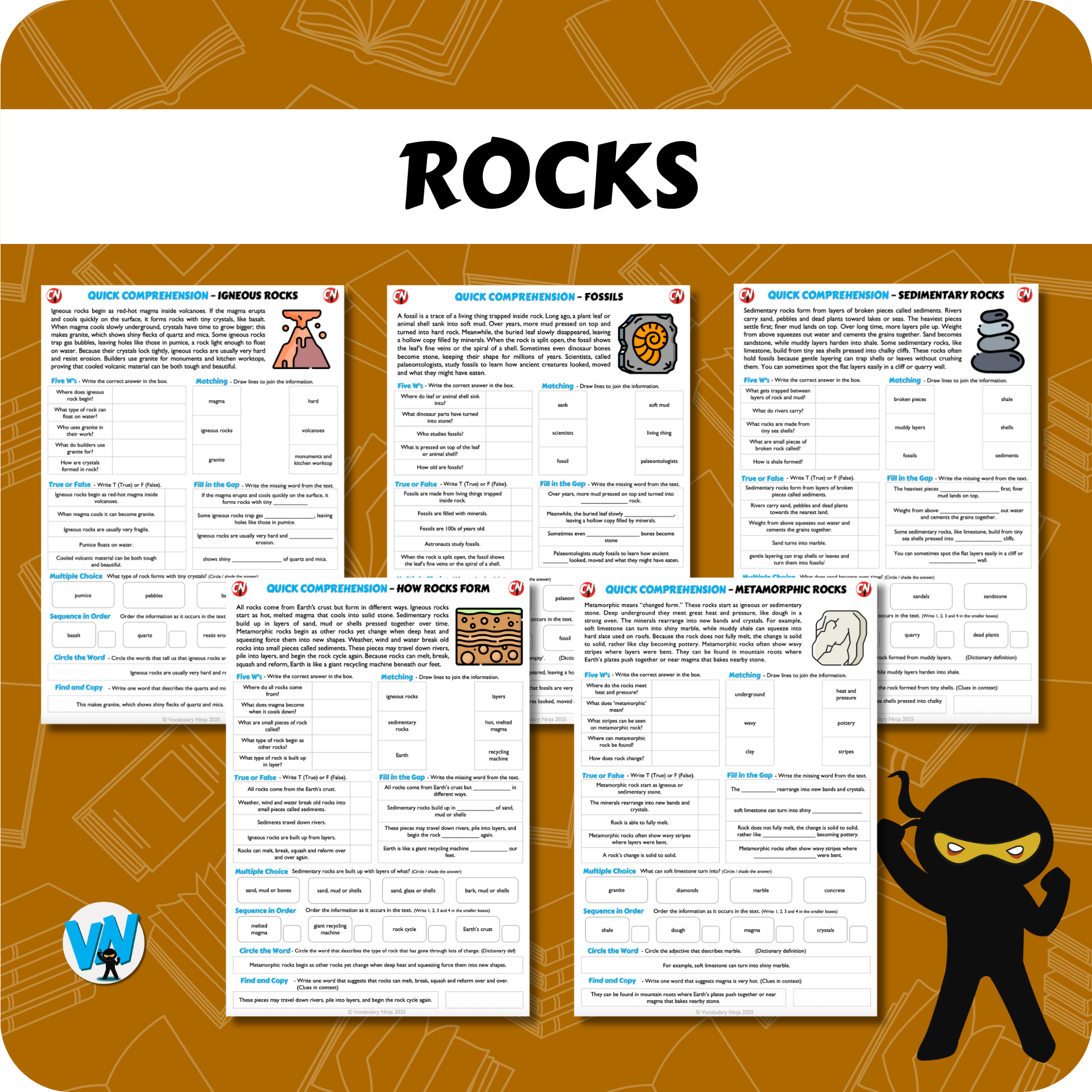 Quick Comprehension Topic Bundle - Y3 Rocks