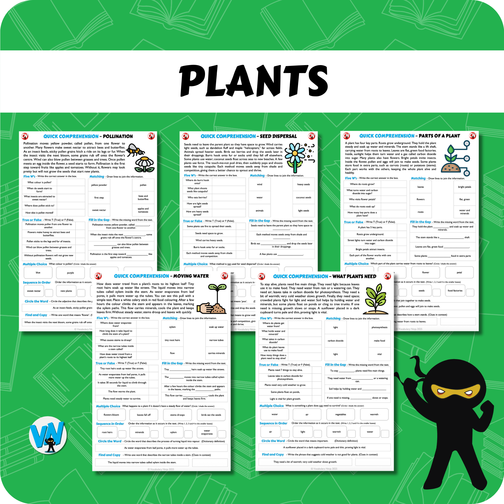 Quick Comprehension Topic Bundle - Y3 Plants